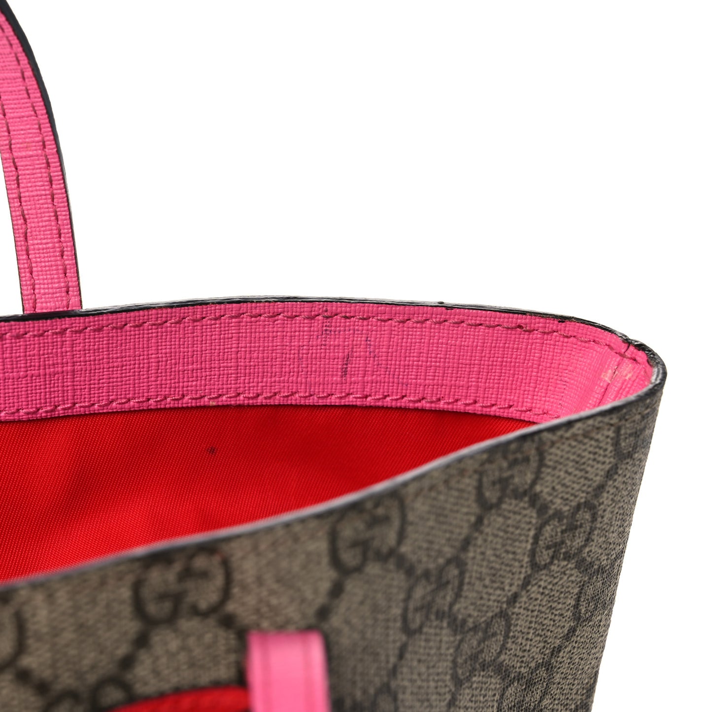GG Supreme Monogram Bow Childrens Tote Red Pink