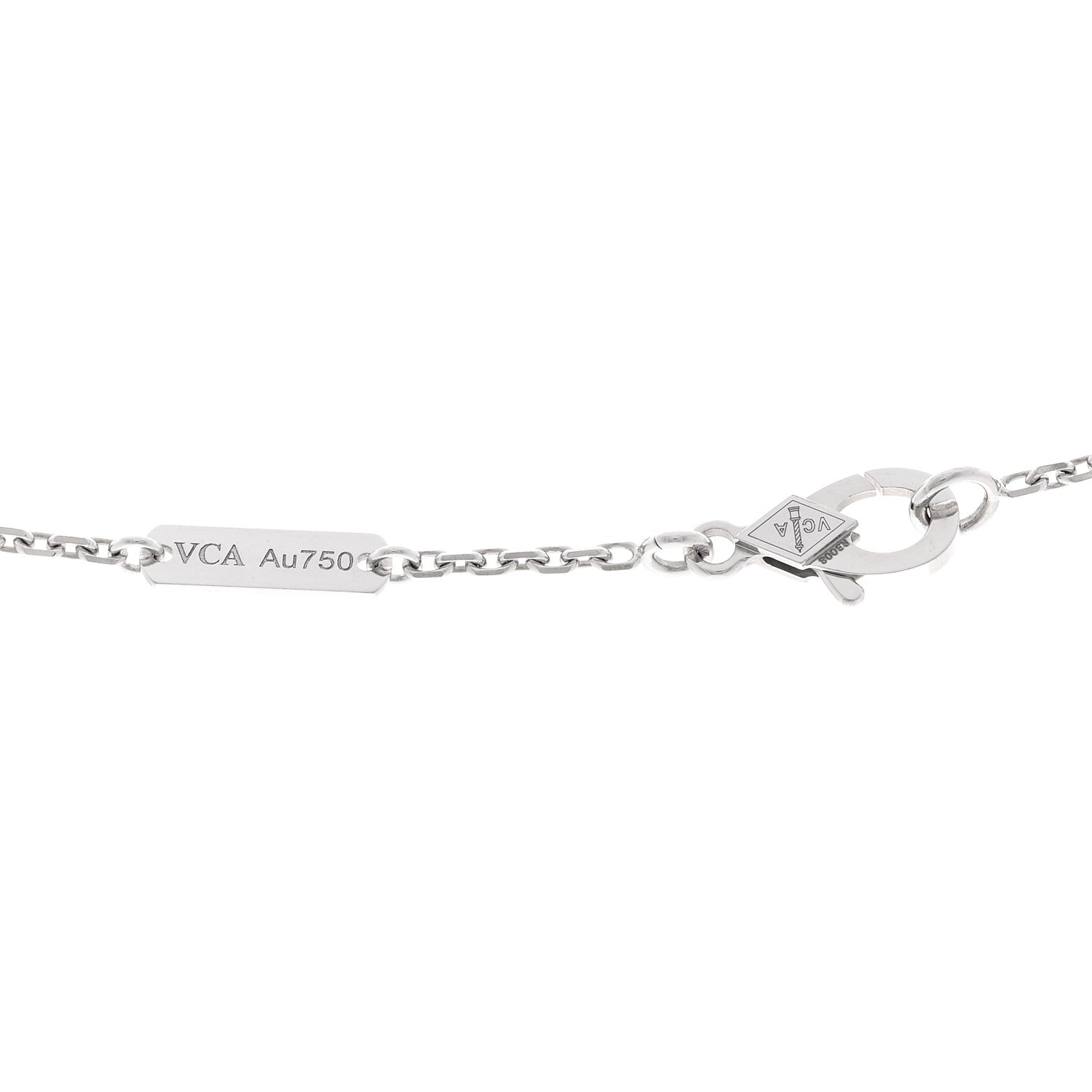 Van Cleef & Arpels 18K White Gold Diamond Small Perlee Clovers Pendant Necklace 4 of 5