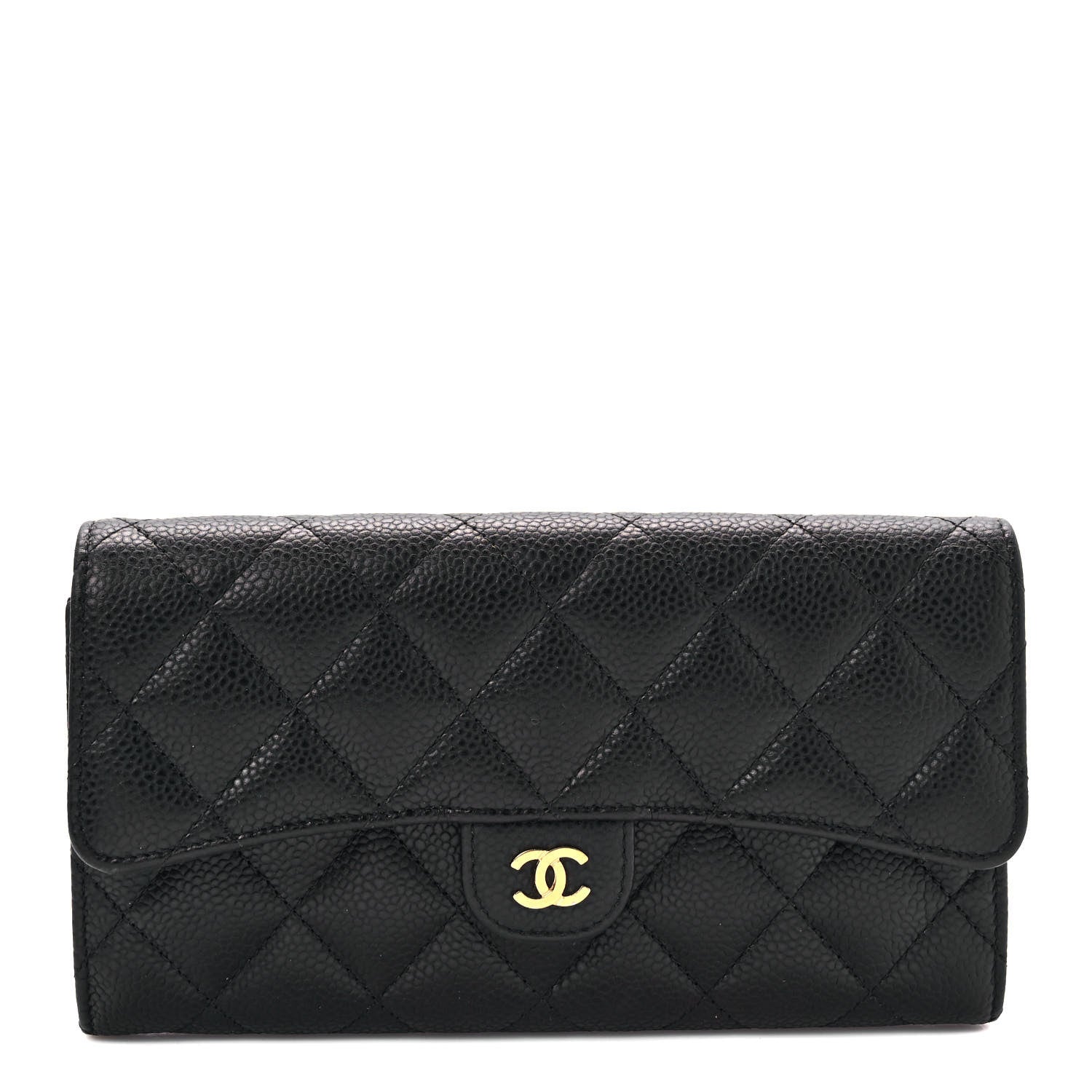 Chanel Caviar Quilted Large Gusset Flap Wallet Black 1 of 9