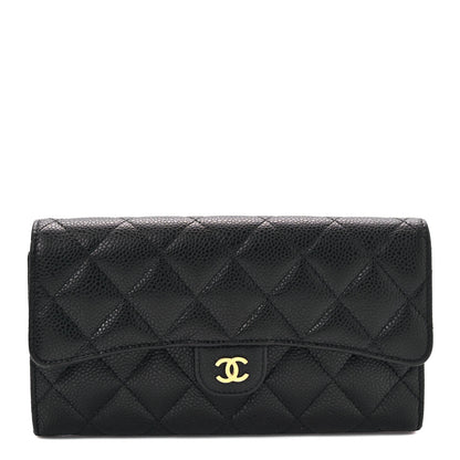 Chanel Caviar Quilted Large Gusset Flap Wallet Black 1 of 9