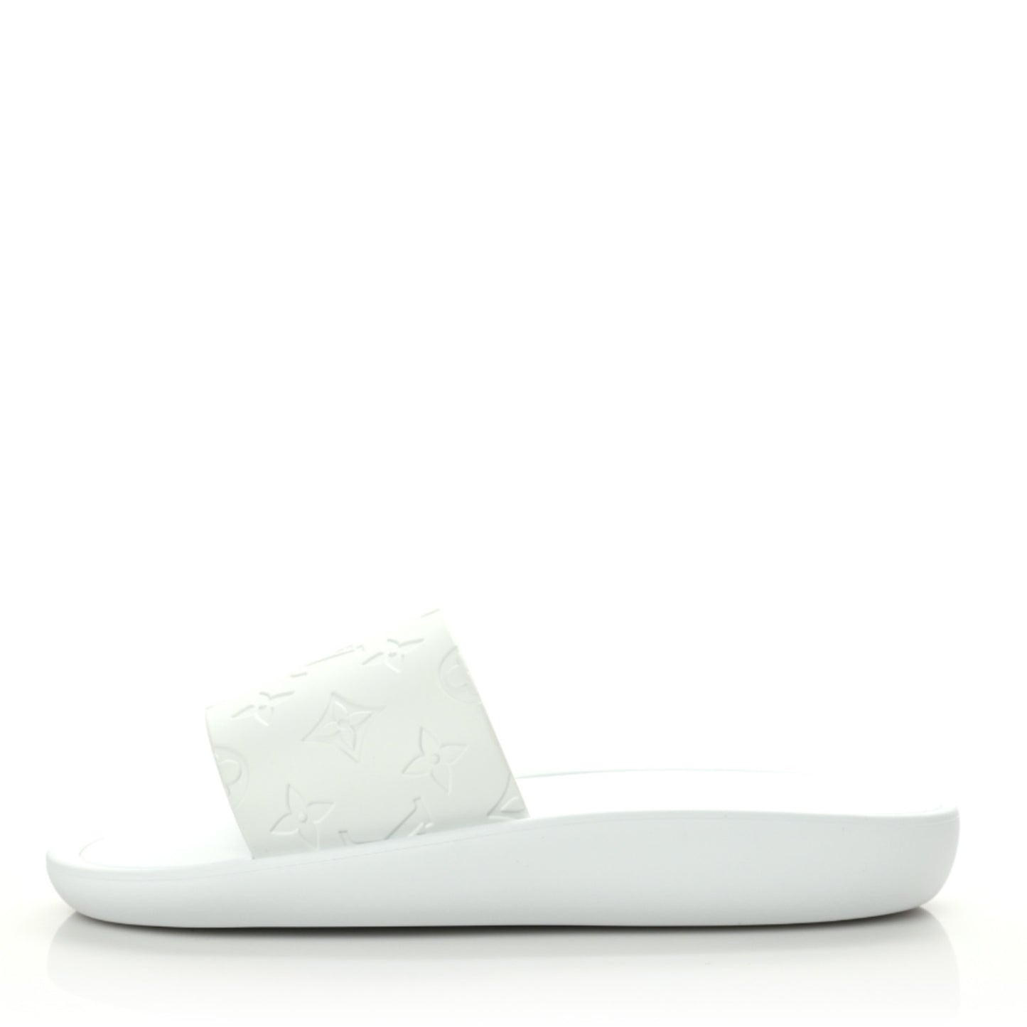 Rubber Monogram Embossed Sunbath Flat Mule 40 White