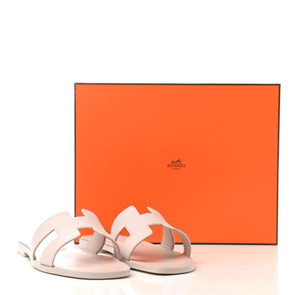 Hermes Box Calfskin Oran Sandals 38.5 Rose Pale 9 of 9