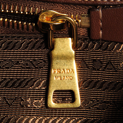 Prada Vitello Daino Pushlock Tote Tobacco 11 of 12