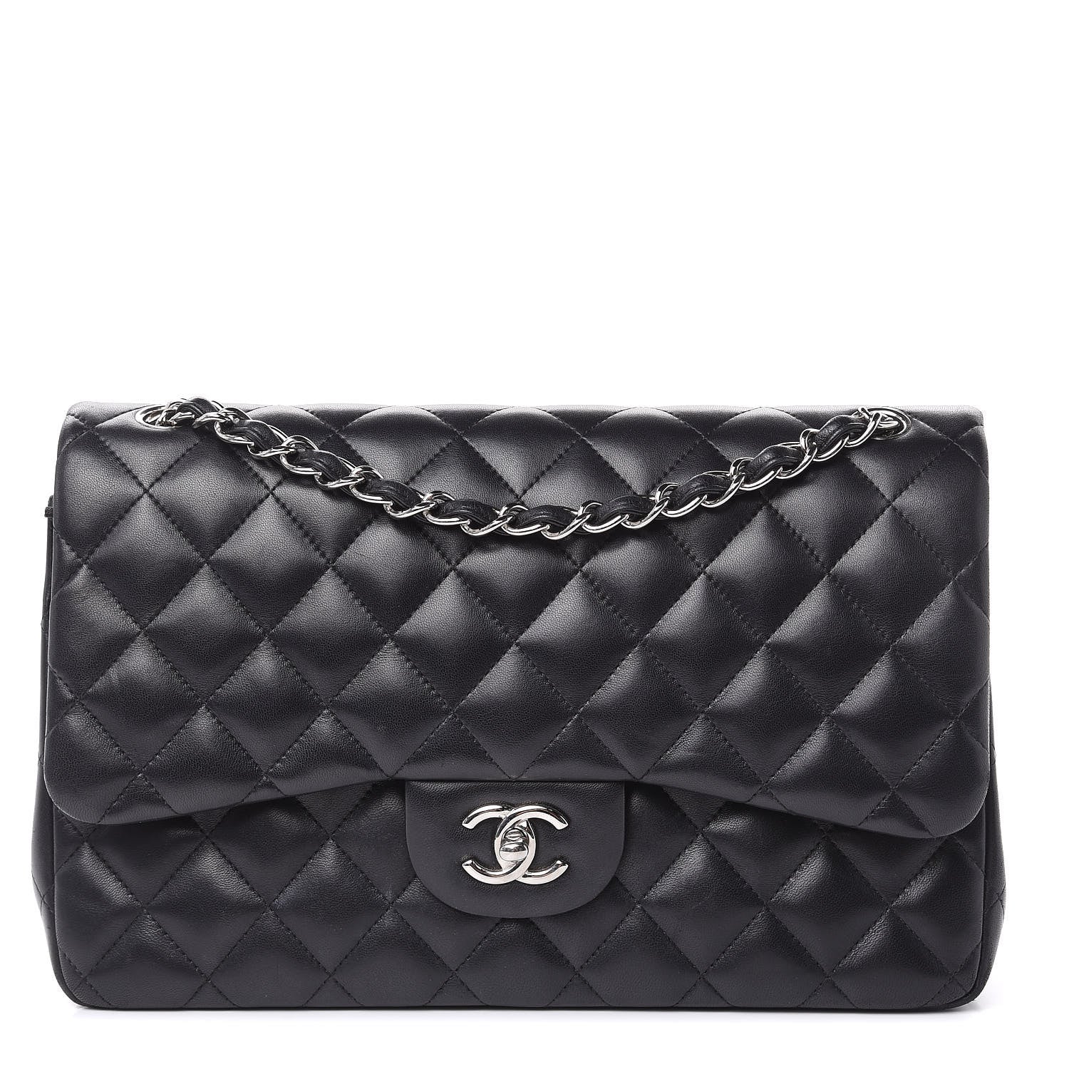 Chanel Lambskin Quilted Jumbo Double Flap Black 1 of 17