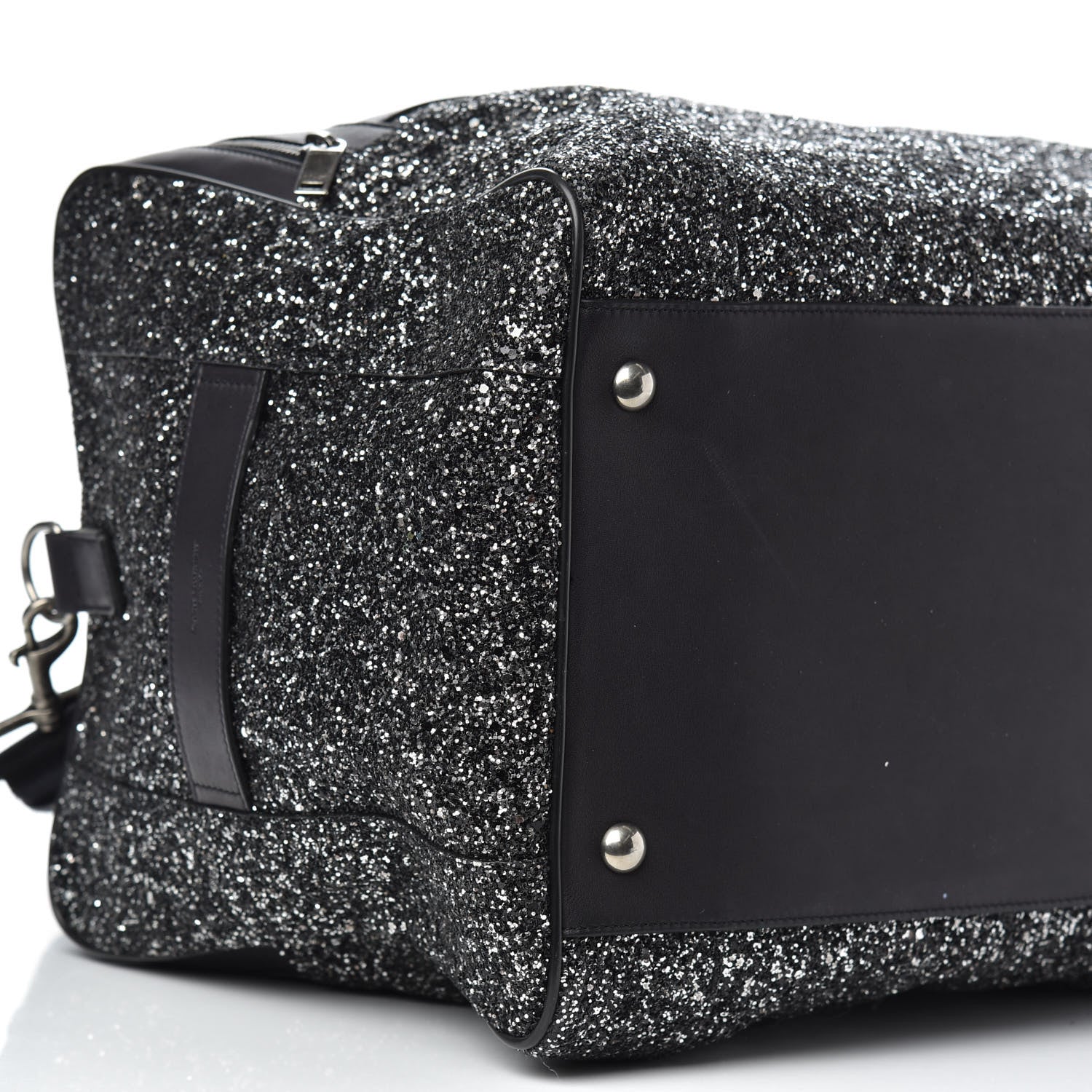 Saint Laurent Glitter Canvas City Gym Duffle Bag Black 6 of 10