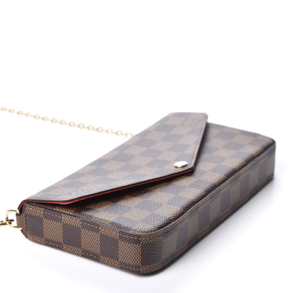 Louis Vuitton Damier Ebene Pochette Felicie Chain Wallet 3 of 12
