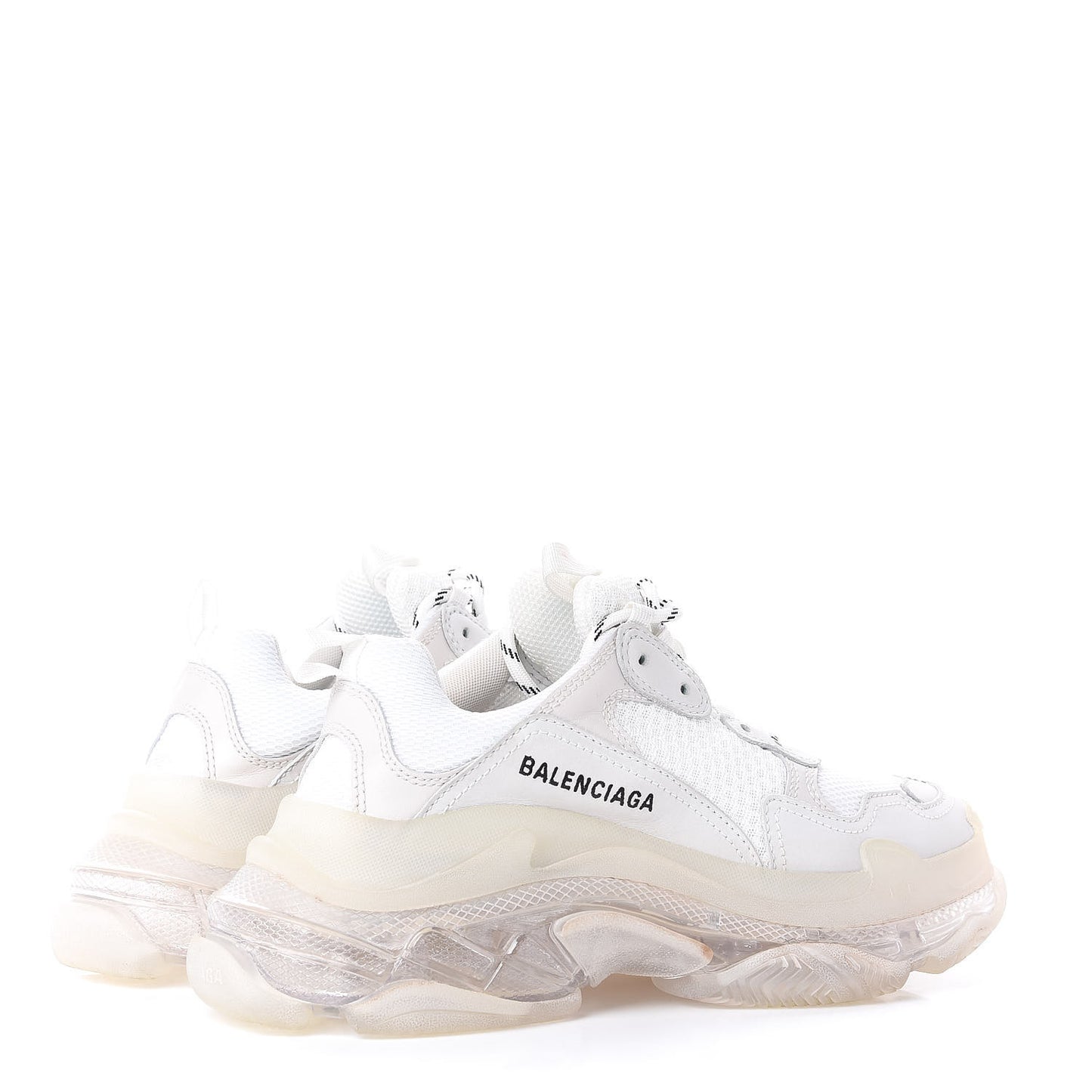 Fabric Mesh Clear Sole Womens Triple S Sneakers 39 White