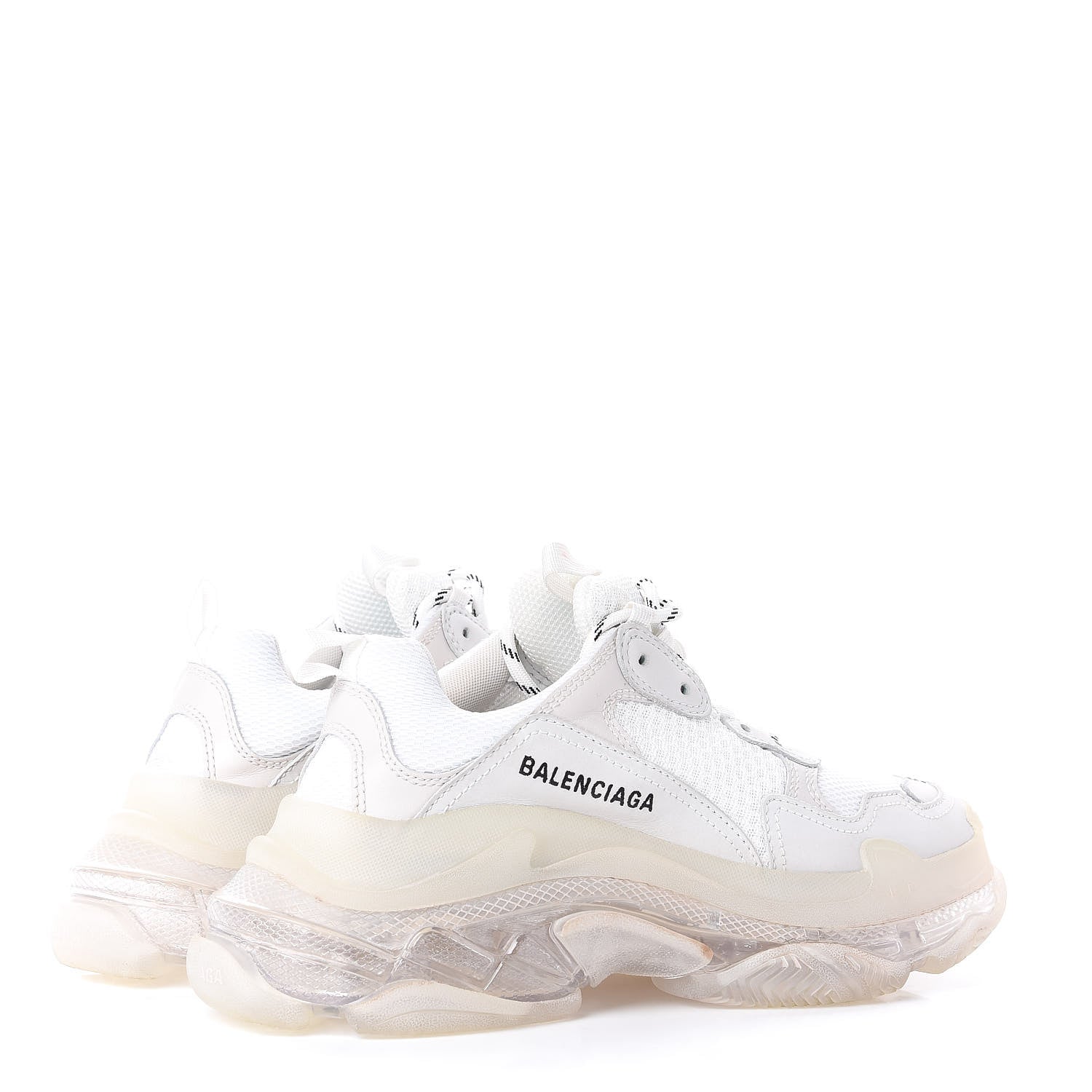 Balenciaga Fabric Mesh Clear Sole Womens Triple S Sneakers 39 White 4 of 10