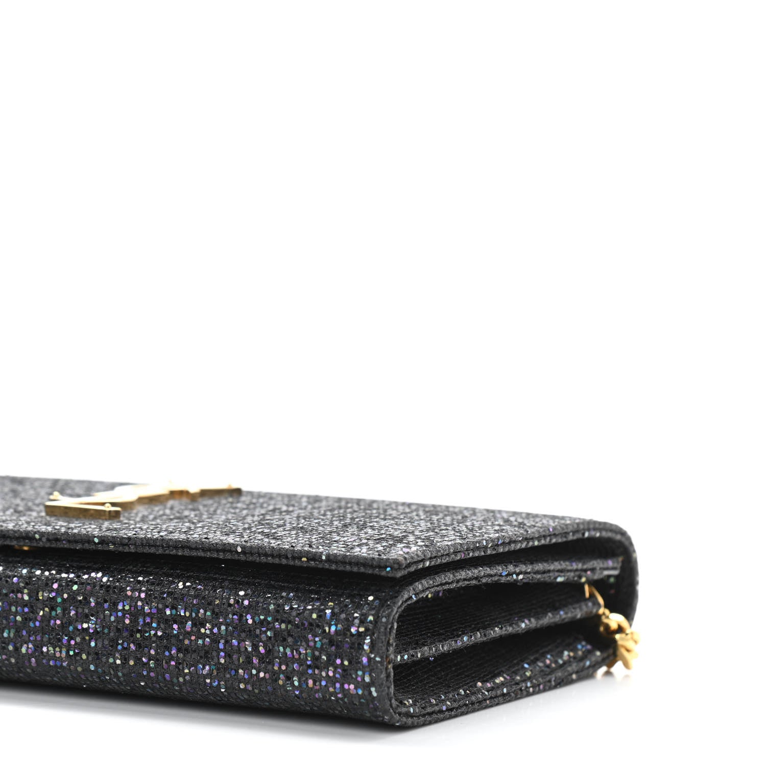 Saint Laurent Glitter Classic Monogram Chain Wallet Black Multicolor 10 of 10