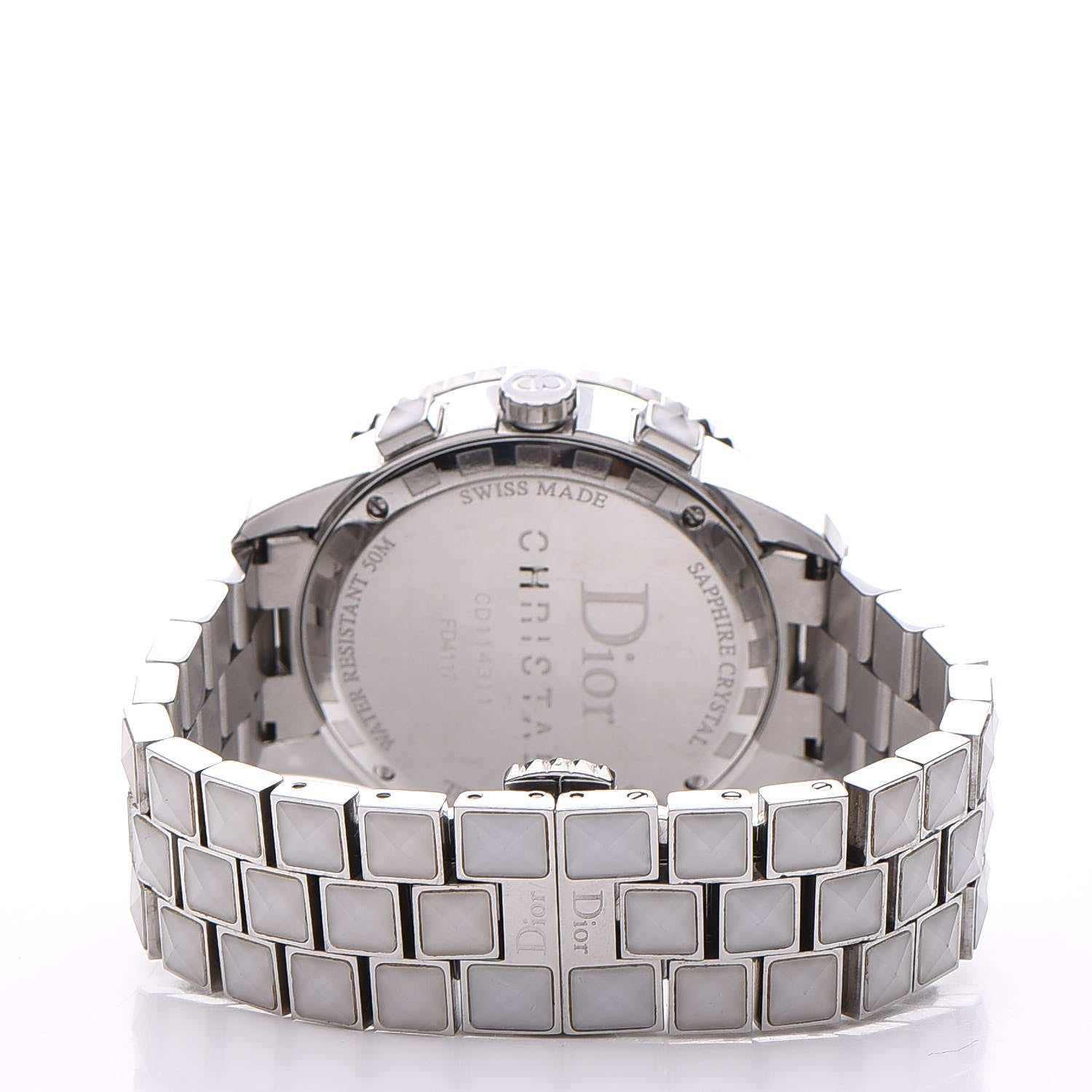 Christian Dior Stainless Steel Diamond Sapphire 38mm Christal Chronograph Quartz Watch White 4 of 11