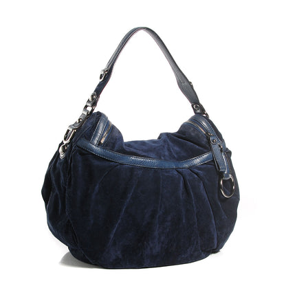 Gucci Suede Icon Bit Medium Shoulder Bag Navy 3 of 6