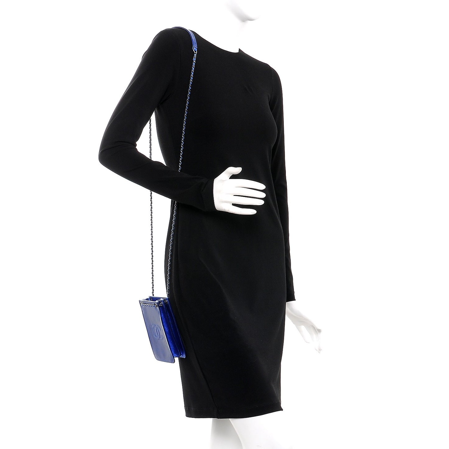 Metallic Patent Crossbody CC Phone Holder Blue