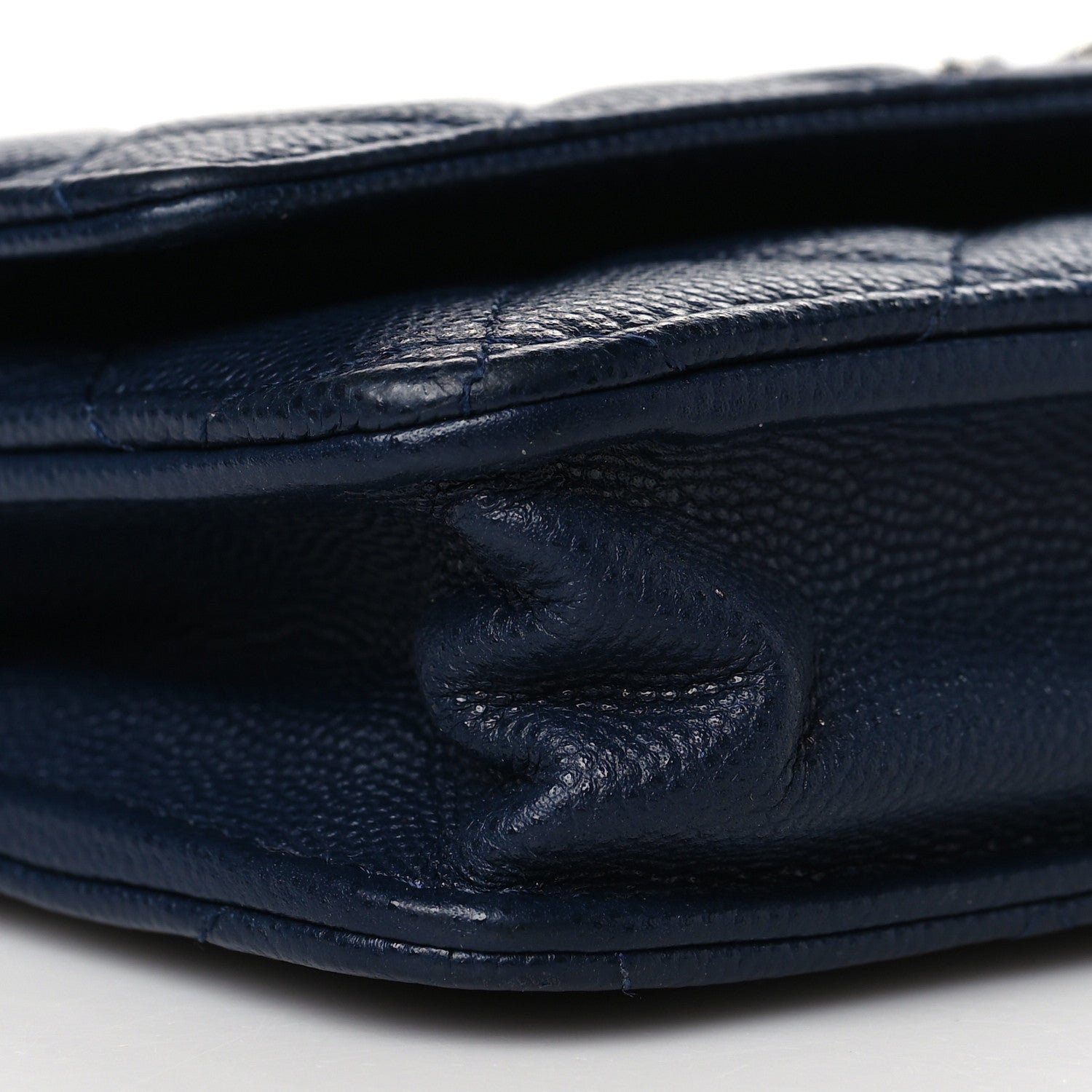 Chanel Caviar Quilted Crystal CC Wallet On Chain WOC Navy 9 of 10