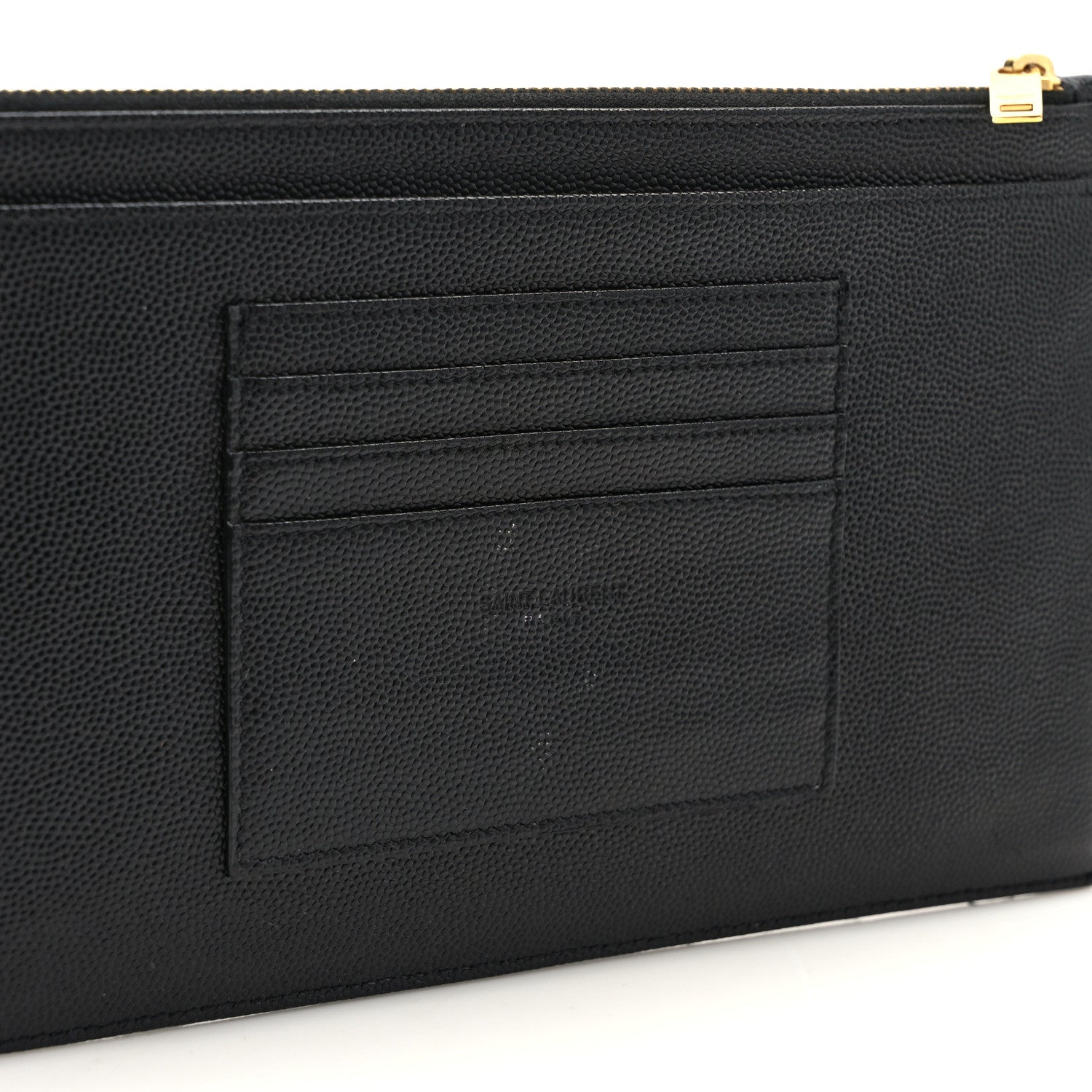 Saint Laurent Grain De Poudre Chevron Monogram Large Bill Pouch Black 10 of 11