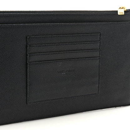 Saint Laurent Grain De Poudre Chevron Monogram Large Bill Pouch Black 10 of 11
