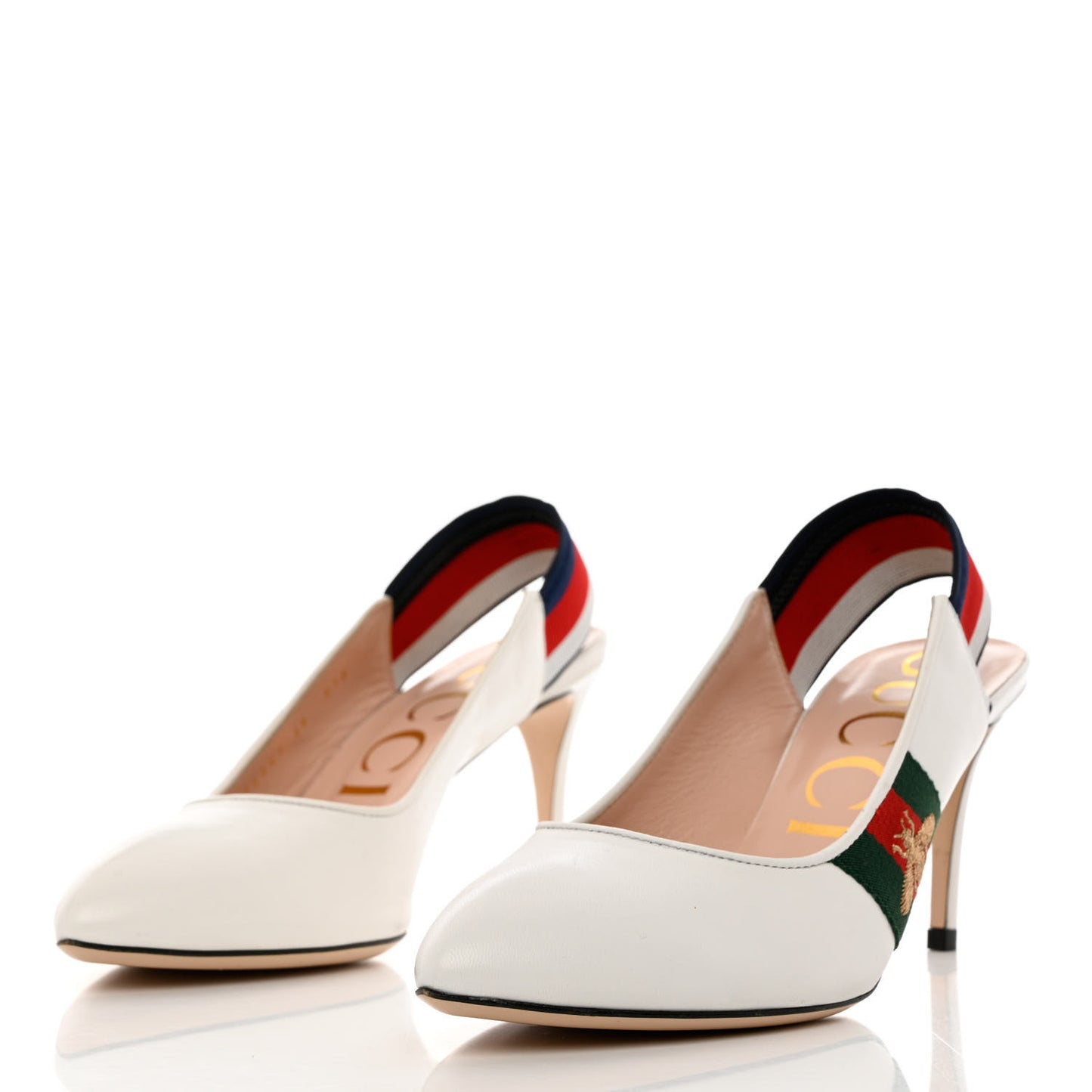 Malaga Kid Web Sylvie Mid Heel Slingback Pumps 38 White