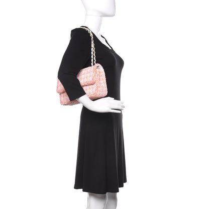Chanel Tweed Braid Sequin Medium Double Flap White Pink Orange 2 of 12