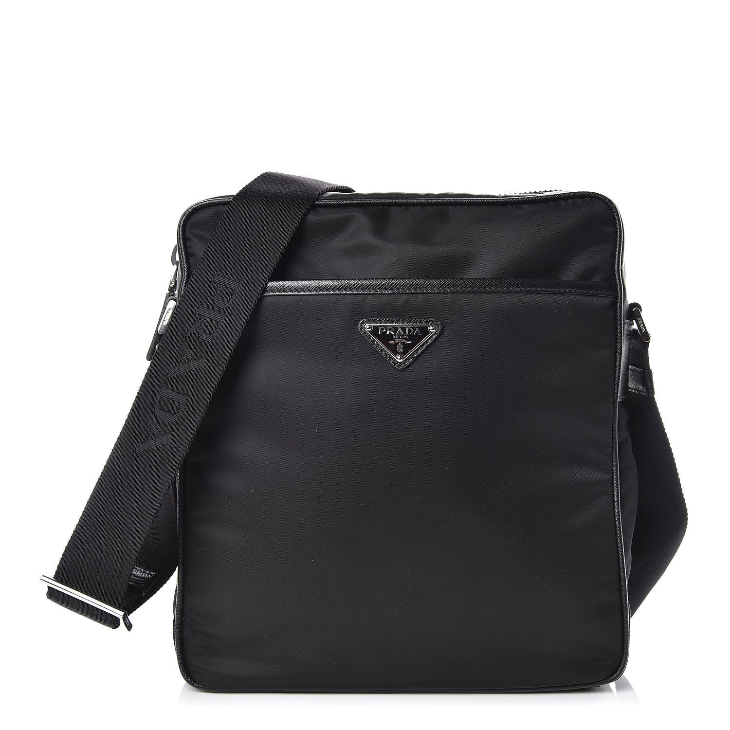 Prada Nylon Saffiano Flat Messenger Bag Black 1 of 9