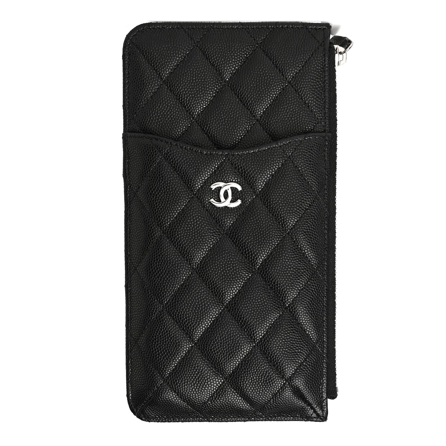 Caviar Quilted Classic Flat Wallet Pouch Black