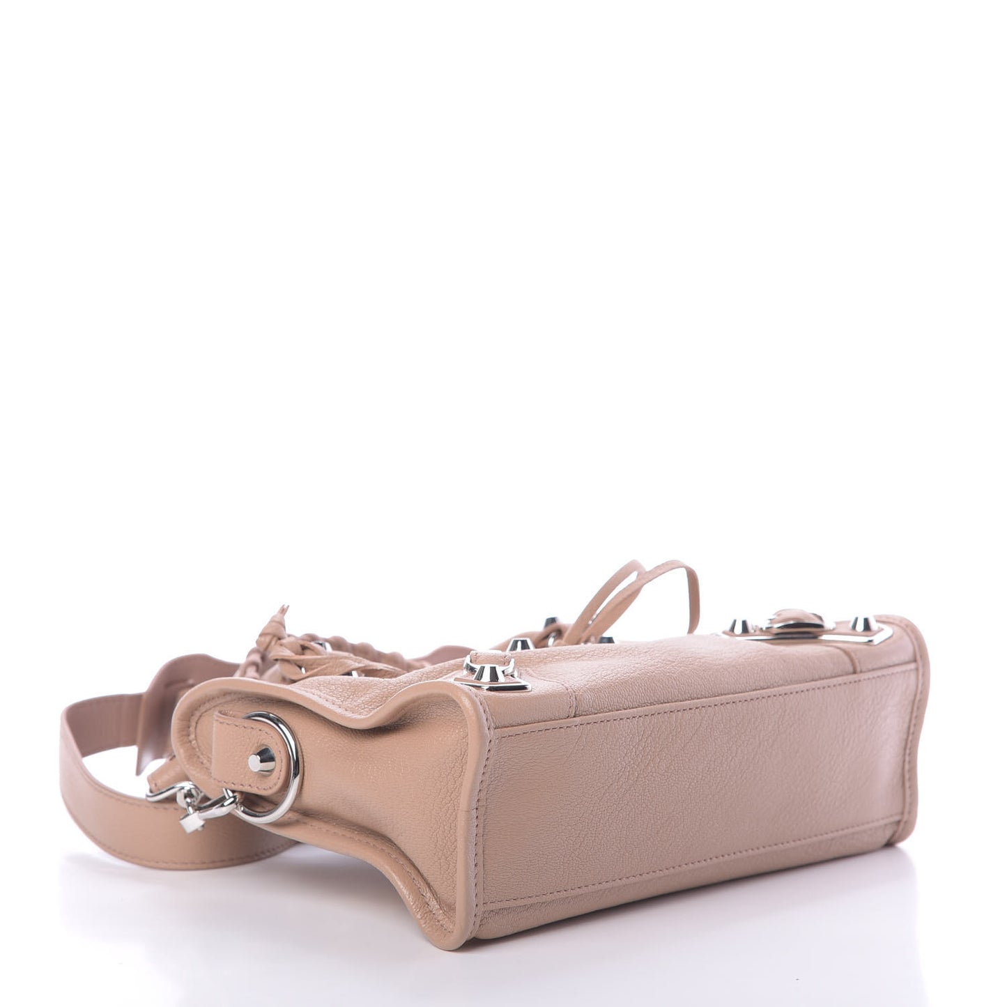 Shiny Goatskin Silver Metallic Edge Hardware Mini City Rose Des Sables