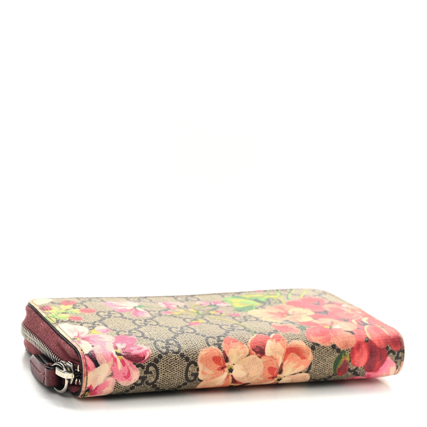 GG Supreme Monogram Blooms Zip Around Wallet Beige Multicolor Dry Rose