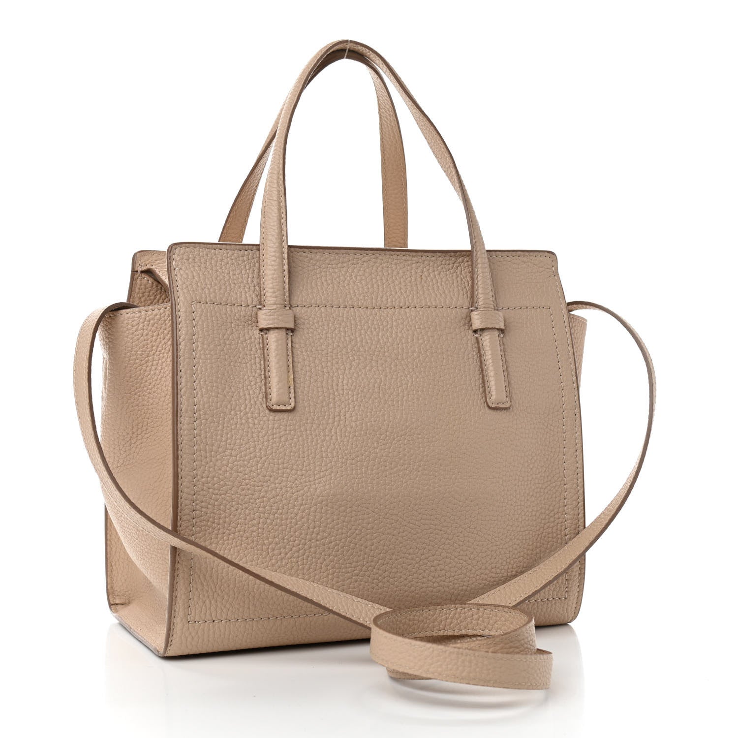 Salvatore Ferragamo Hammered Calfskin Double Handle Small Amy Tote Cumin 3 of 11