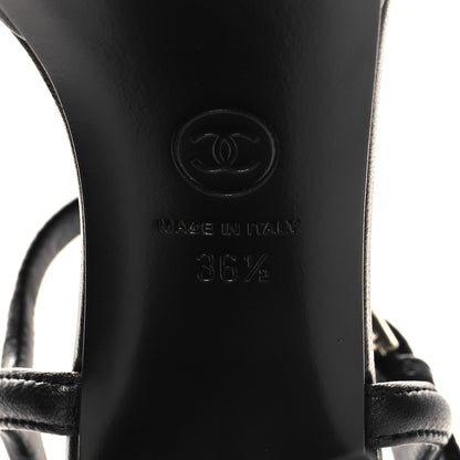 Chanel Lambskin Logo Platform Sandals 36.5 Black 8 of 10