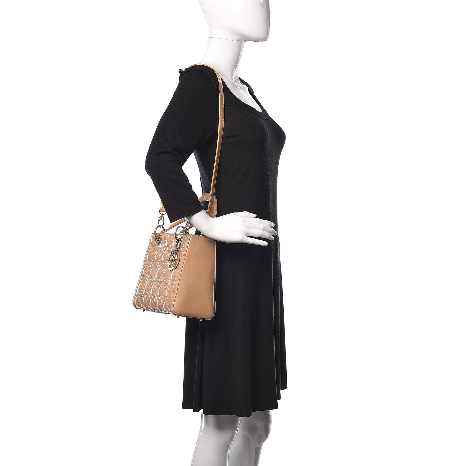 Christian Dior Patent Cannage Medium Lady Dior Beige 3 of 22