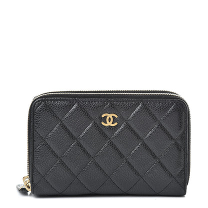 Chanel Caviar Quilted Large Gusset Double Zip Around Wallet Black 1 of 9