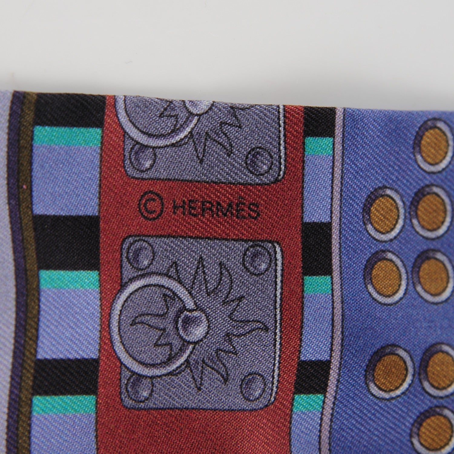 Hermes Silk Colliers de Chiens Twilly Fuchsia Vert Mauve 4 of 5