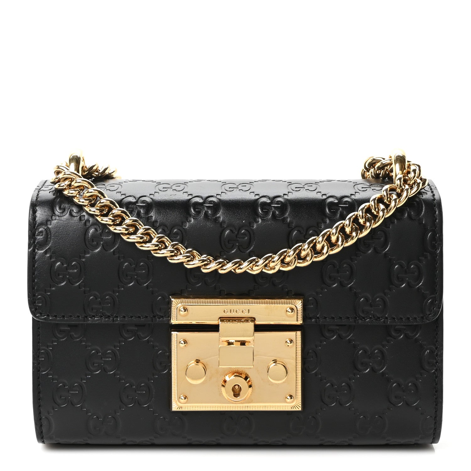 Gucci Guccissima Small Padlock Shoulder Bag Black 1 of 10