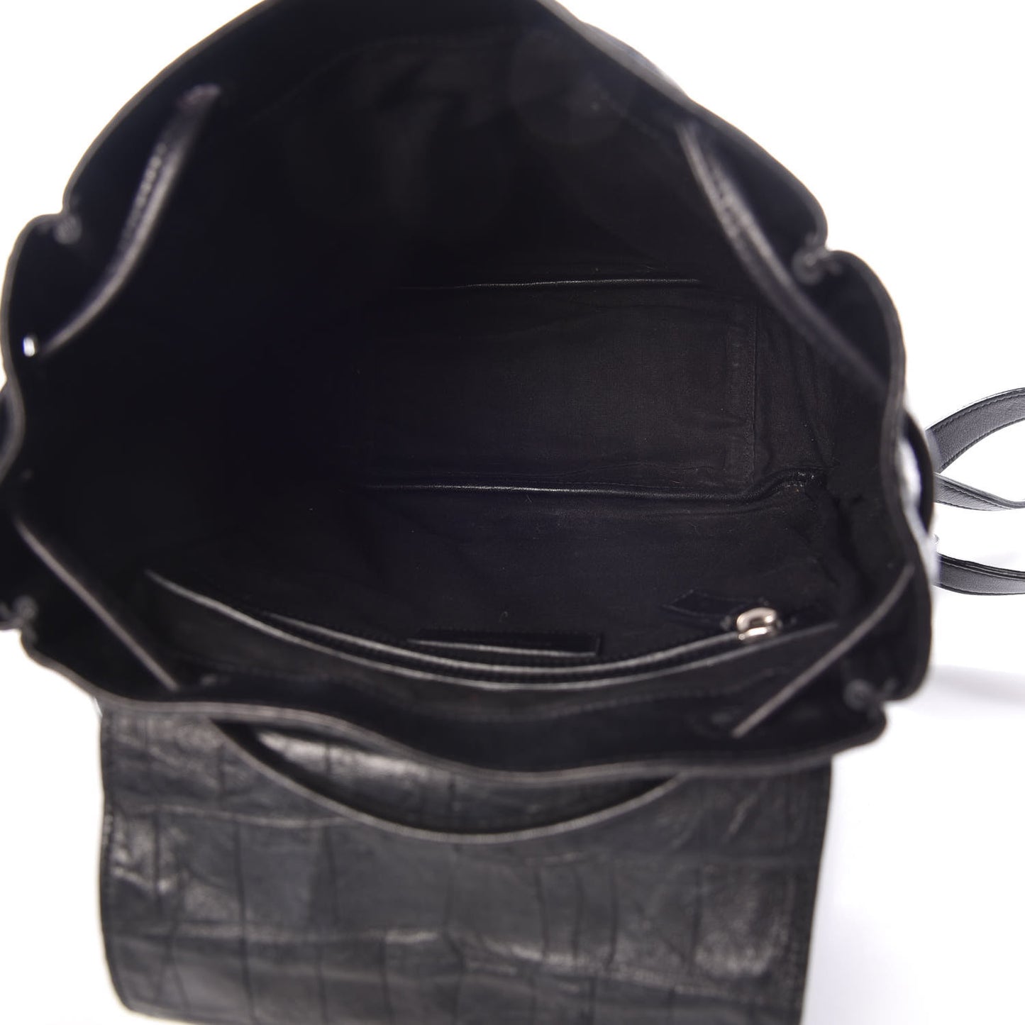 Crocodile Embossed Lambskin Festival Backpack Black