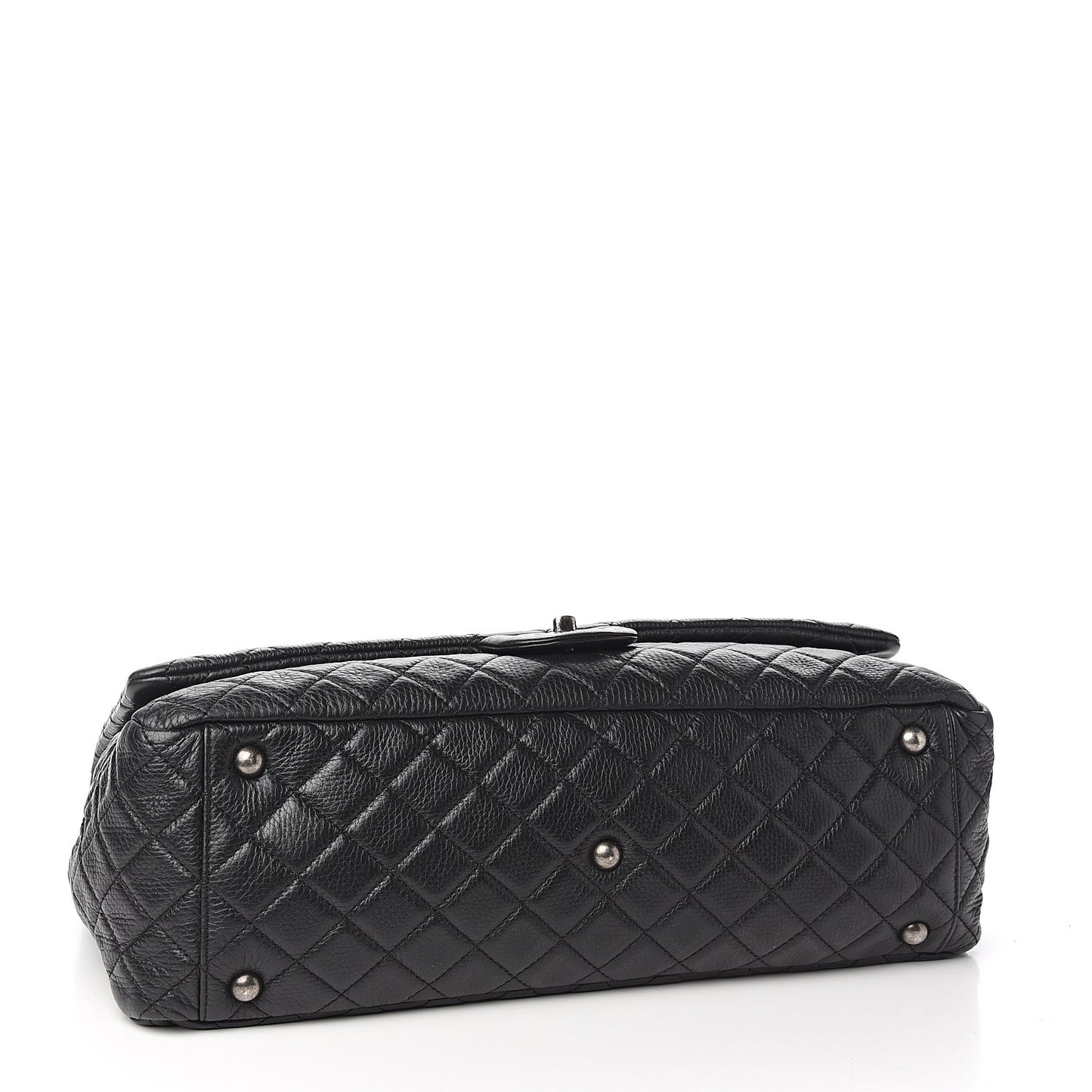 Calfskin Quilted XXL Travel Flap Bag Black