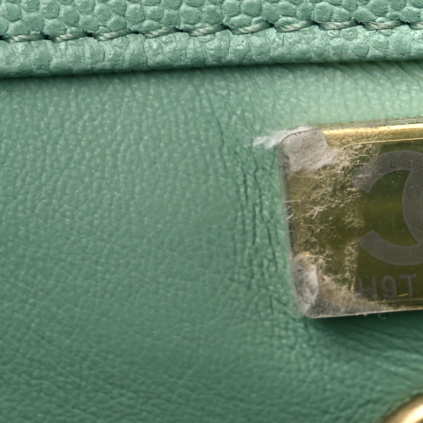 Caviar Quilted Mini Coco Chain Handle Flap Light Green