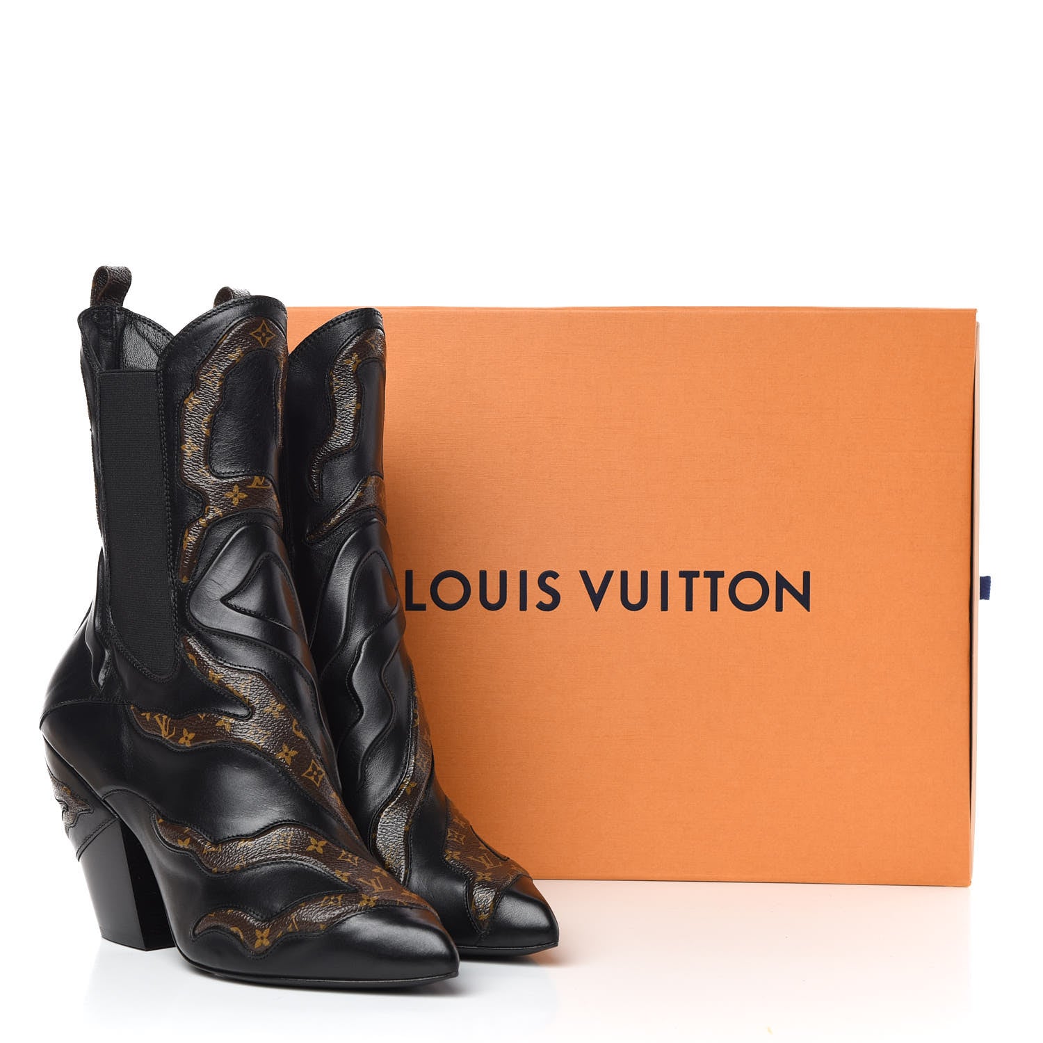 Louis Vuitton Calfskin Monogram Fireball Ankle Boots 38 Black 8 of 8