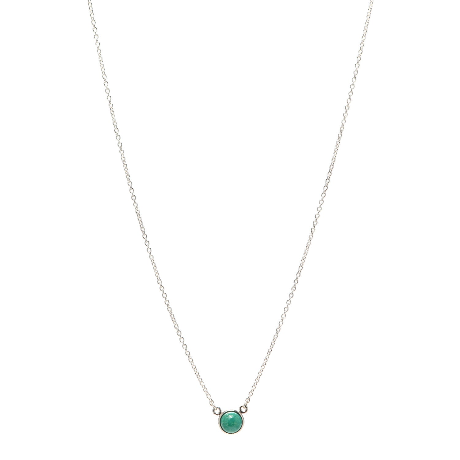 Tiffany Sterling Silver Turquoise Elsa Peretti Color by the Yard Pendant Necklace 1 of 5