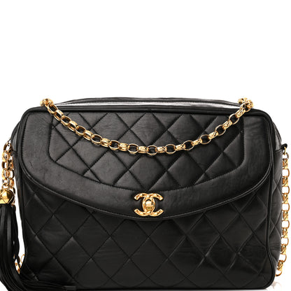 Chanel Lambskin Quilted CC Tassel Camera Case Black 9 of 15