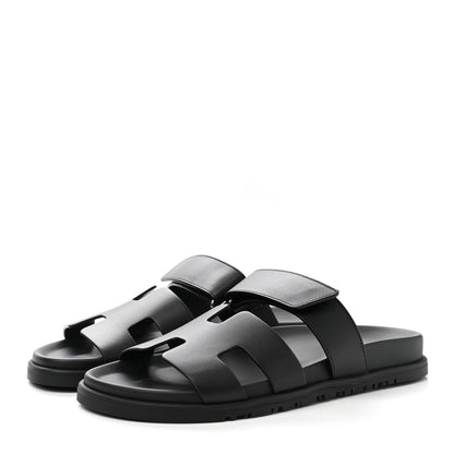 Hermes Calfskin Womens Chypre Sandals 38 Black 3 of 9