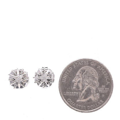 David Yurman Sterling Silver Diamond 10mm Starburst Earrings 2 of 6