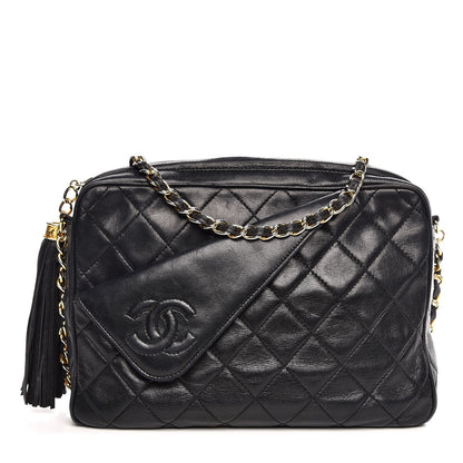 Chanel Lambskin Quilted CC Tassel Camera Case Black 1 of 14