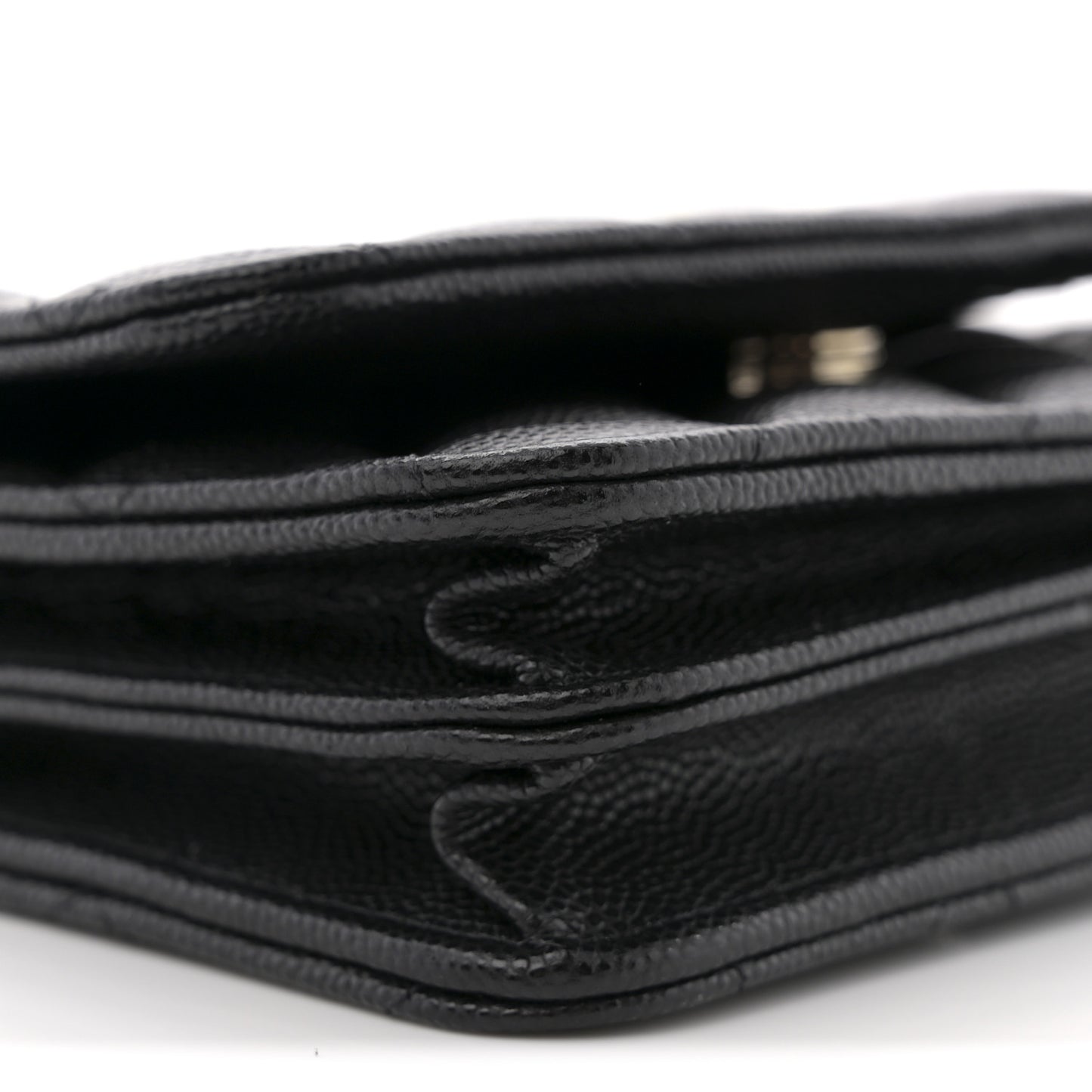 Caviar Quilted Mini Wallet On Chain WOC Black