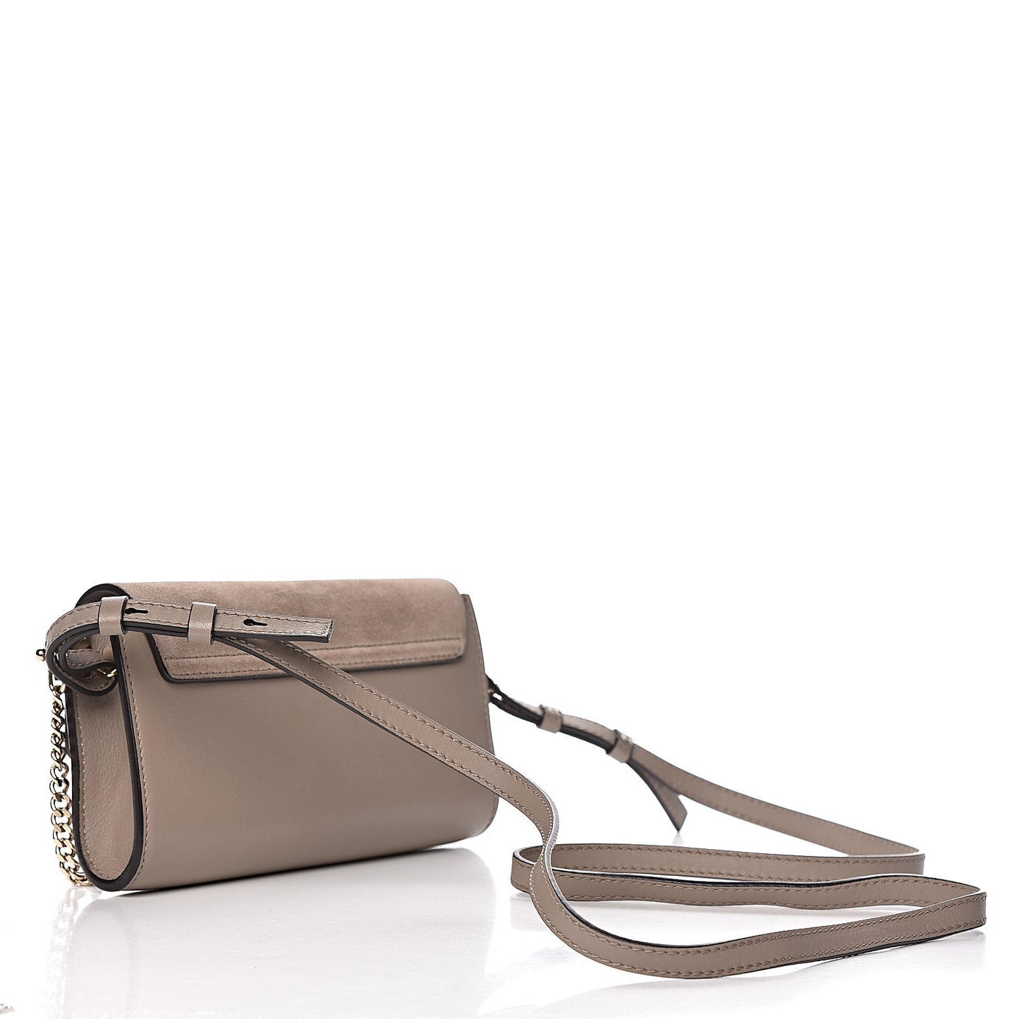Suede Calfskin Mini Faye Shoulder Bag Motty Grey