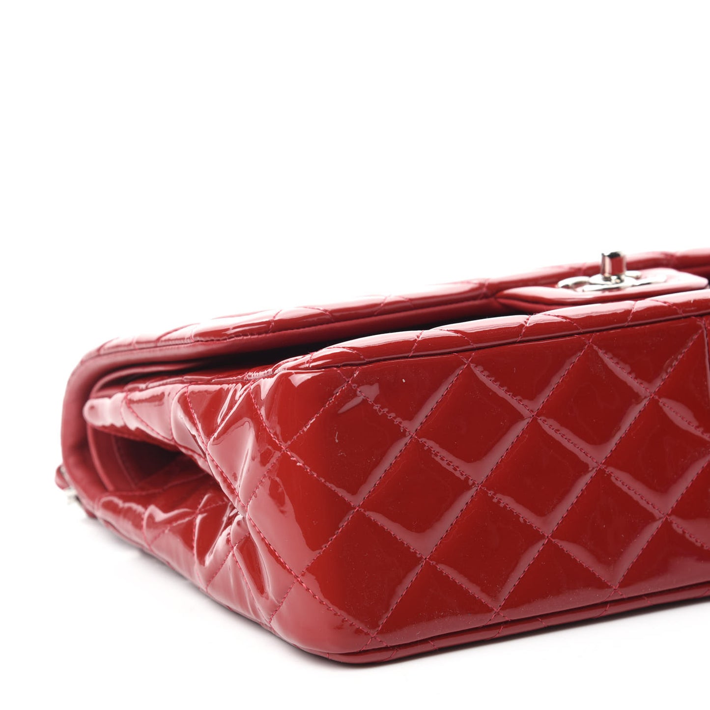 Patent Quilted Jumbo Double Flap Red