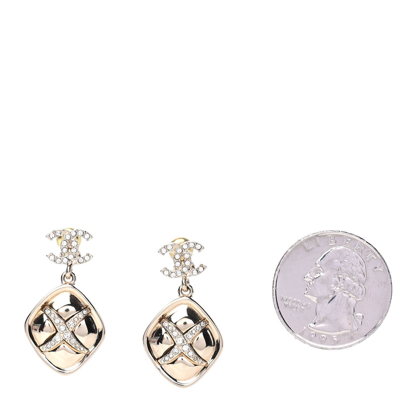 Crystal CC Drop Earrings Gold