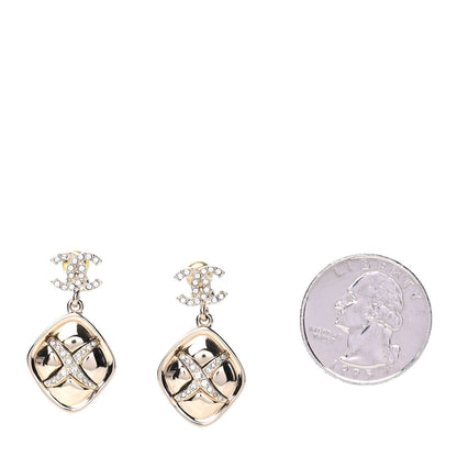 Chanel Crystal CC Drop Earrings Gold 2 of 4