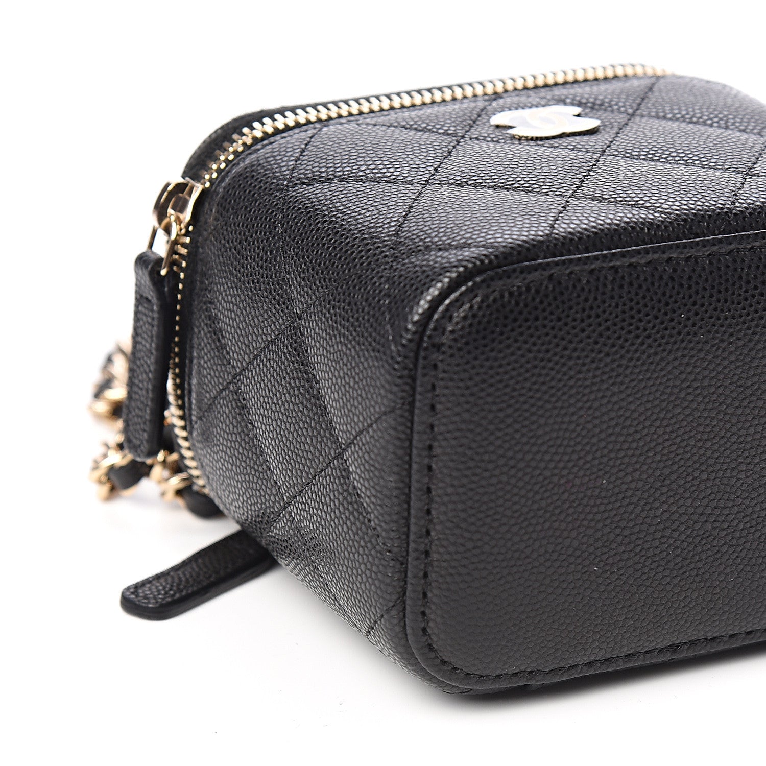 Chanel Caviar Quilted Mini Vanity Case With Chain Black 7 of 9