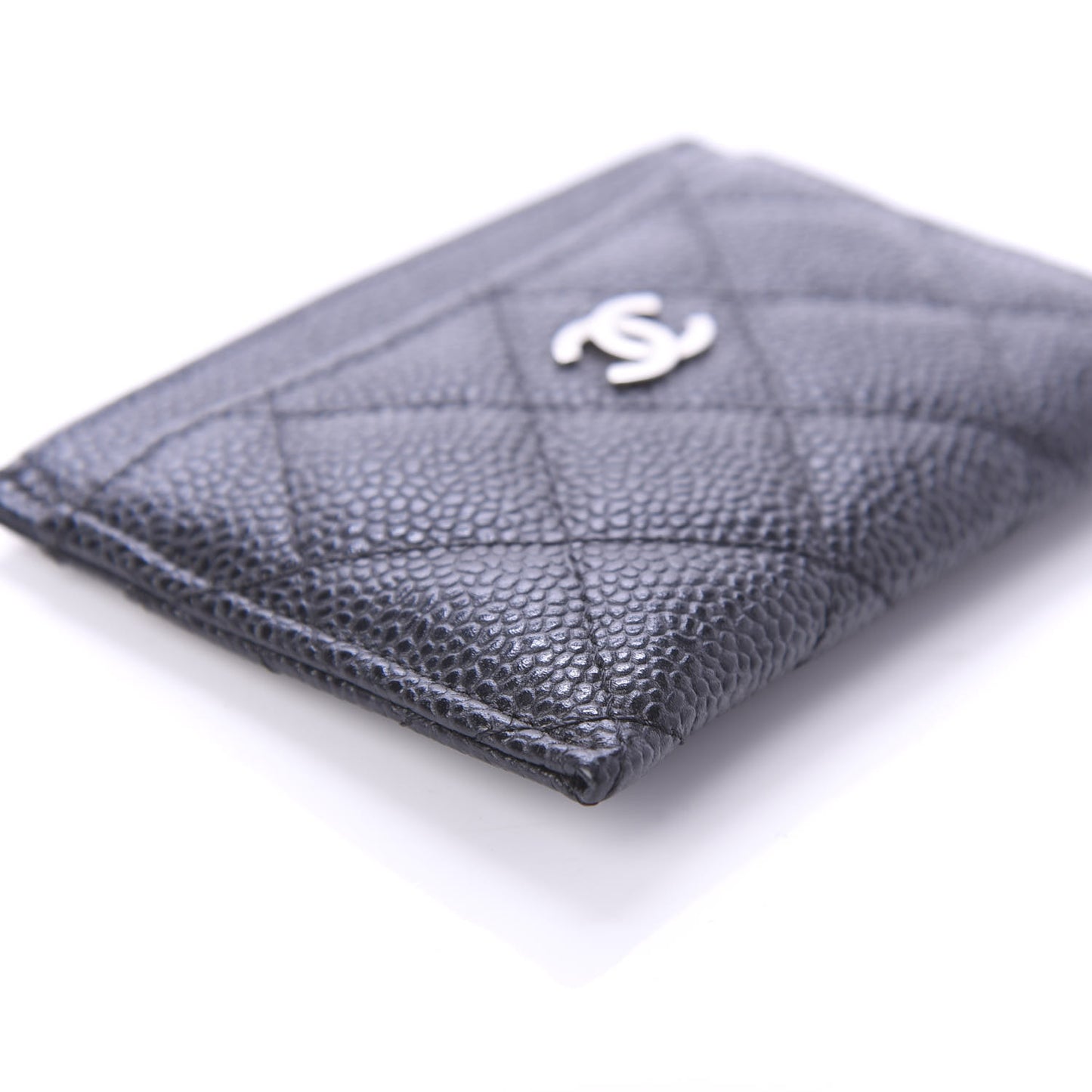 Caviar Quilted Card Holder Black