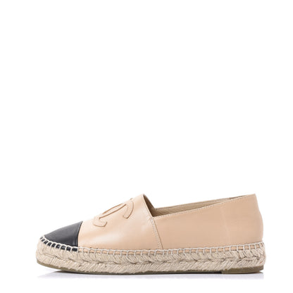 Chanel Lambskin CC Espadrilles 36 Beige Black 1 of 9