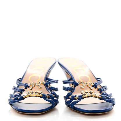 Gucci Malaga Kid Crystal GG 55mm Sandals 35 Blue 2 of 7
