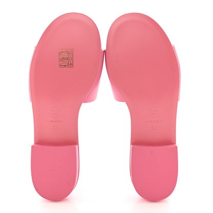 Chanel Calfskin Patent Calfskin Logo Mules 36 Pink Black 5 of 10